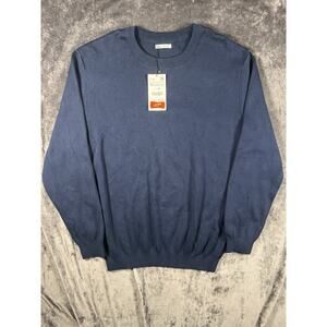 ZARA Men’s Navy Blue Knit Crewneck Sweater XL Cotton Pullover NWT